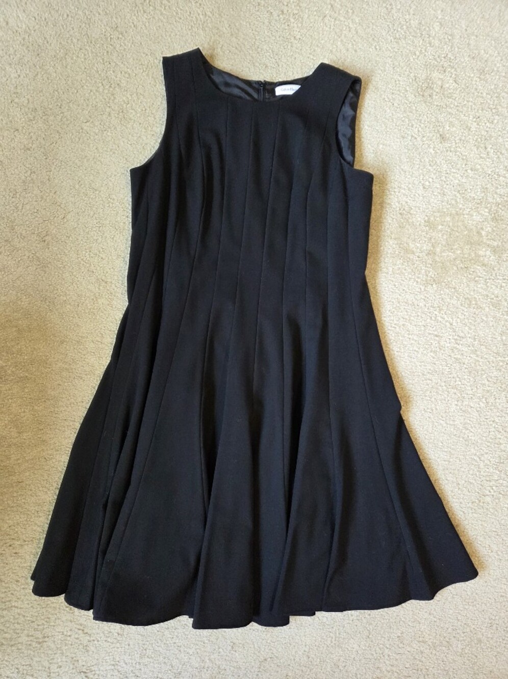 Calvin Klein Black Sleeveless Paneled Fit and Flare Dress Size 14W